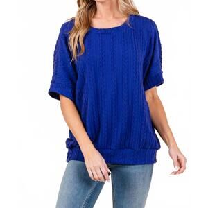 NEW BOMBOM textured boxy knit top in blue